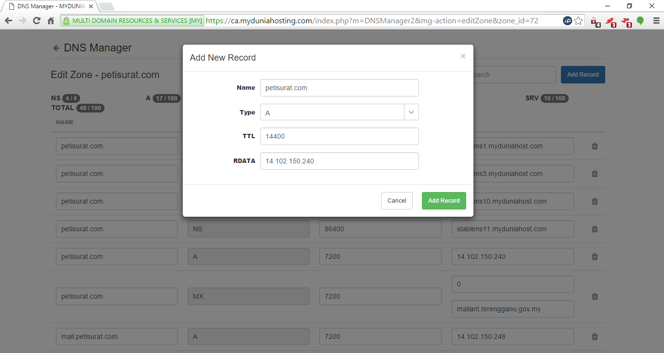 How To Update DNS Records - Myduniahosting Blog